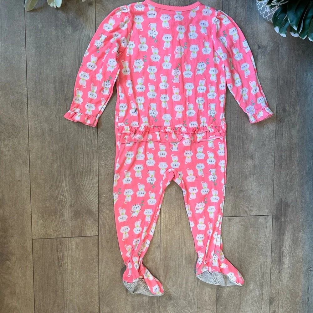 Carter’s Cat Zip Footie Ruffle Butt Pajamas 24 Months Baby Toddler Girl - Picture 10 of 12